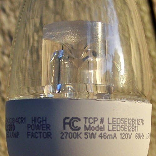 TCP LED5E12B1127K LED 5 -WATT LED E12 Base de lustre 2700k Lâmpada diminuída - ponta contundente