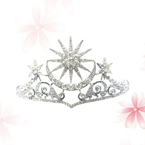 Frcolor Rhinestone Tiara Crowns Star Moon Wedding Brides Crowns Jewelry Headwear Acessório para mulheres meninas （Prata)