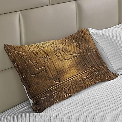Cobertura de travesseira de malha de malha egípcia lunarável, Egito hieróglifos antigos Detalhes logográficos Detalhes alfabéticos,