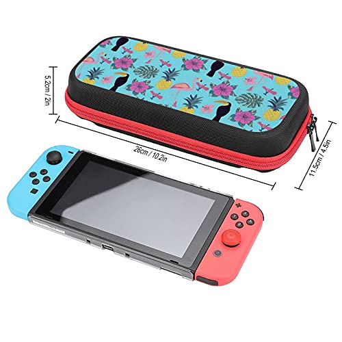 Caixa de transporte de abacaxi Toucan e Flamingo para Nintendo Switch Protetive portátil Bolsa de viagem de bolsa dura portátil Bolsa de viagem