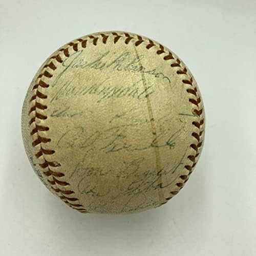 Jackie Robinson 1957 Brooklyn Dodgers Team assinou o Baseball JSA COA - Bolalls autografados