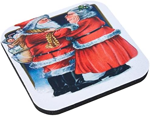 3drose sr e sra. Claus- vintage, natal, fofo, nostálgico, pai Natal, Papai Noel - Coasters macios, conjunto de 4