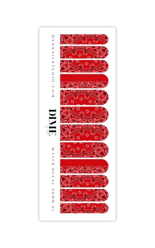DXH PINCE CO clássico Red Bandana Paisley Decalques de unhas de água Praços de unhas para unhas para unhas Acessórios de unhas de unhas de pregos florais