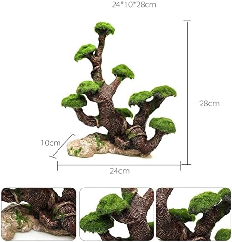 Lemall Simulação de Moss Trees Paisagismo Ornamentos decorativos Resina Plantas de água e árvores Cabeça de peixe Aquário Aquário