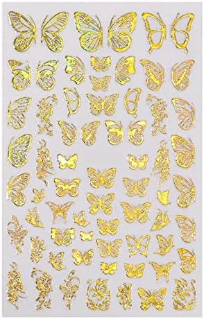 Adesivo de manicure borboleta adesivo 3d adesivo de unha de borboleta Design de borboleta polida de borboleta cobertura completa unhas auto adesiva de flores manicure kit de manicure strass de coração para unhas