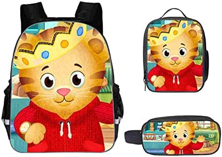 Wriggy Kid Teen Daniel, a mochila da Tiger School, mochila leve 3 em 1 bolsa de viagem com lanchonete Padrão de caixa de lápis Um
