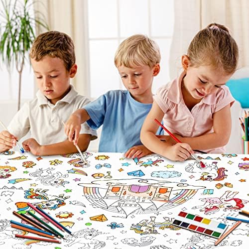 Letran 2 Pacote Tolera de mesa para colorir unicórnio para crianças papel Unicorn Table Table Tolera de mesa DIY