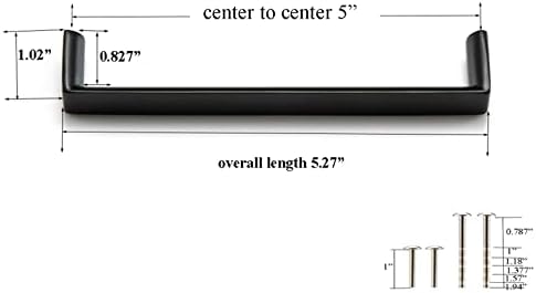 4 pacotes preto foste preto de 5 polegadas Gabinete de retângulo, puxador de gaveta preta contemporânea, centro para o centro de 3-3/4inch