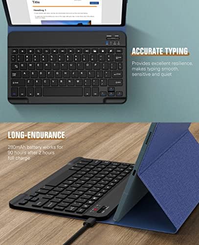 Caixa de teclado Moko para Samsung Galaxy Tab S6 Lite 10.4 2020/2022, capa de casca de tampa magnética com teclado sem fio removível