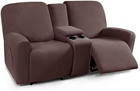 Taococo Recliner Andeseat Cover com capa de sofá -sofá do console médio, tampas de sofá reclináveis ​​para 2 assentos, sofá reclinável, Jacquard Pattern
