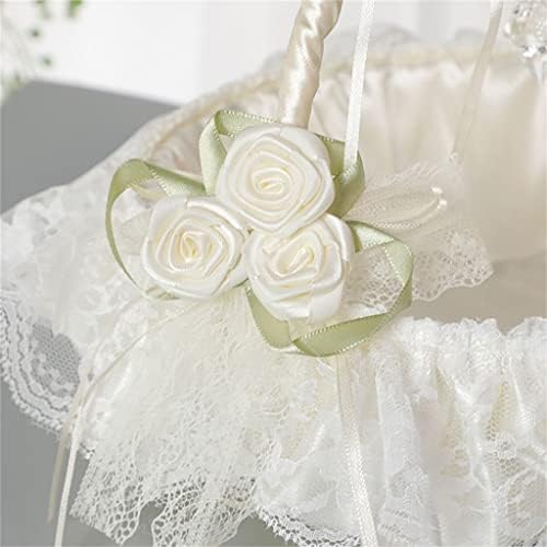 Doubao Flower Girl Cestas casamentos grandes garotas de casamento simples simples fofo real com cetim de renda branca