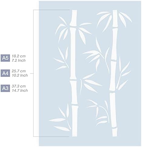 Qbix flor estêncil - ramo de bambu - a5 - crianças reutilizáveis ​​amigáveis ​​estêncil de bricolage para pintura, cozimento,