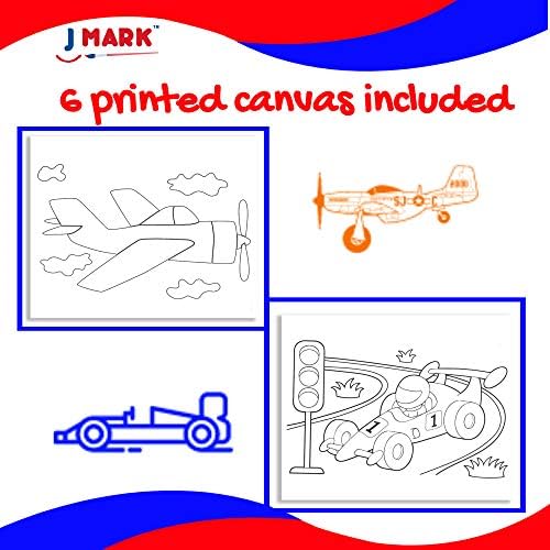 J Mark Kids Paint Conjunto e cavalete de pintura-kit de pintura de acrílico, tintas laváveis ​​seguras, cavalete de madeira,
