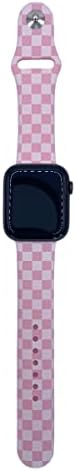 Oi, querido. Banda de relógio de designer quadriculado 38mm 40mm 41mm, banda de silicone macio Sports impermeabilizada compatível com o iWatch Apple Watch Series 1/2/3/4/5/6/se/7/8. Mulheres