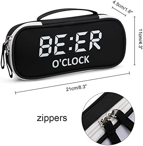 Love Beer O'Clock Lápis Case Pen Saco portátil com Zip Travel Makeup Bag Organizadores de papelaria para o escritório em