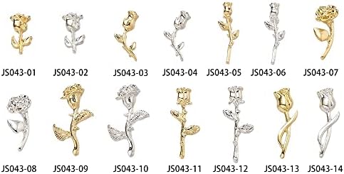 10pcs ouro+prata rosa liga unhas hidromassagem 9-12mm tamanhos mistos de manicure de metal decoração 3d ligas românticas unhas jóias#js -