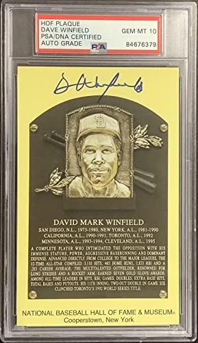 Dave Winfield assinou o cartão postal da placa de ouro Gold Padres NYY PSA/DNA Auto Gem 10 - MLB Cut Signature