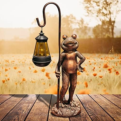 Homight Large Frog estátua com lanterna solar Decoração ao ar livre Decoração do jardim Decoração da varanda Ganhote de