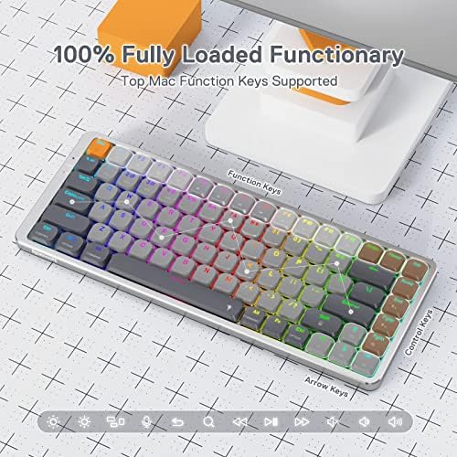 Redragon K652 75% do teclado mecânico RGB sem fio, Bluetooth/2,4 GHz/Tri-Modo com fio 84 teclado Ultra-Fim-Gaming Teclado com