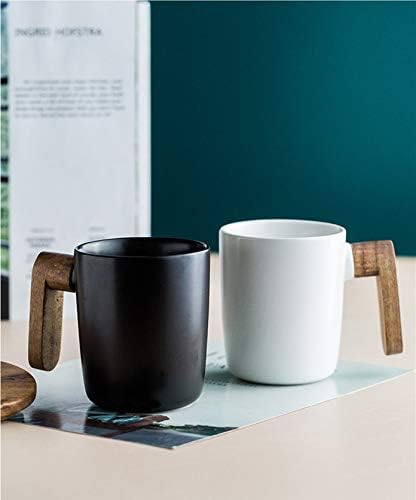 Caneca de café Cáfeo de chá de chá de madeira e xícara de cerâmica de tampa, bebidas quentes e frias caneca de 12 onças de aniversário