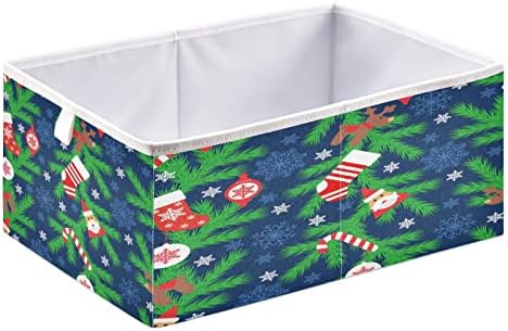 Organizador de cubos de armazenamento dobrável Alaza, christmas Fir Tree Papai Noel Claus Meias de Natal Candy Toys Toys Contêineres de armazenamento Organizador da prateleira de armário com alças para o escritório em casa