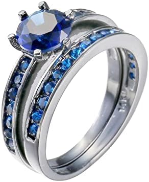 2023 anel brilhante redondo joias de jóias de pedra azul anel engajado para mulheres anel de dinossauro fofo ajustável