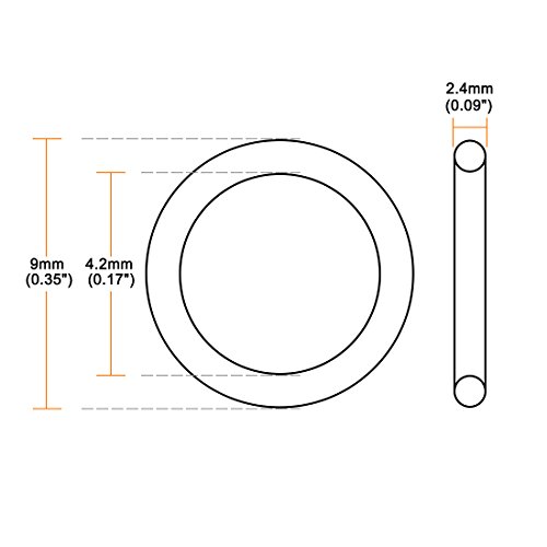 UXCELL Silicone O-ring, 9mm de diâmetro externo, 4,2 mm de diâmetro interno, largura de 2,4 mm, anéis de vedação VMQ vedando a