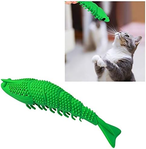 Pet Cat Toothbrush Chew Toy, Limpeza de dentes Cuidados odontológicos Toy de gato indestrutível, peixe catnip mordida