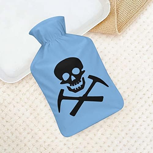 Viking Skull e Hammers Saco de água quente de borracha com tampa 1L Injeção de água quente garrafas para relaxamento