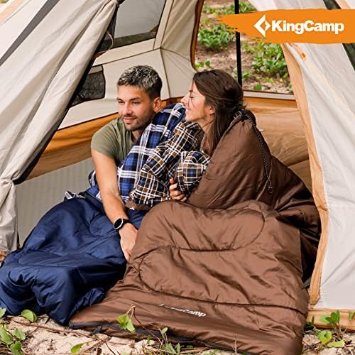 Saco de dormir Kingcamp para adultos inverno | Flanela alinhada 5 ℉ - 32 ℉ Extreme 3-4 Temporada quente e frio Crianças infantis sacos de dormir adultos grandes | Leve, impermeável para camping, mochila, caminhada