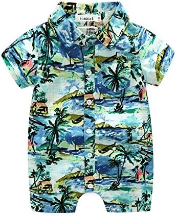 Mhsh meninos, camisas havaianas Romper para crianças abotone
