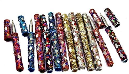 Conjunto de decoração Rajasthani Rajasthani de 10 PCs Rajasthani Table Decorativa Pens útil de 5 polegadas Multi Color