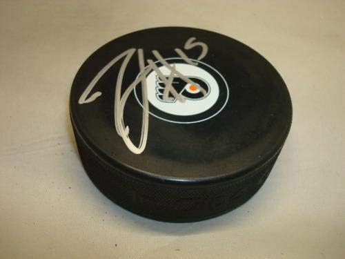 Michael Del Zotto assinou o Philadelphia Flyers Hockey Puck autografado 1a - Pucks autografados da NHL