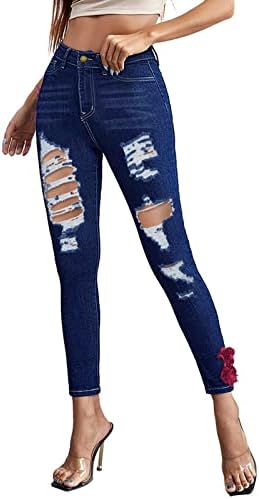 Calça jeans de jeans de jeans de jeans com bolso bolso bolso de bolso solto mulheres cintura elástica alta jeans feminina