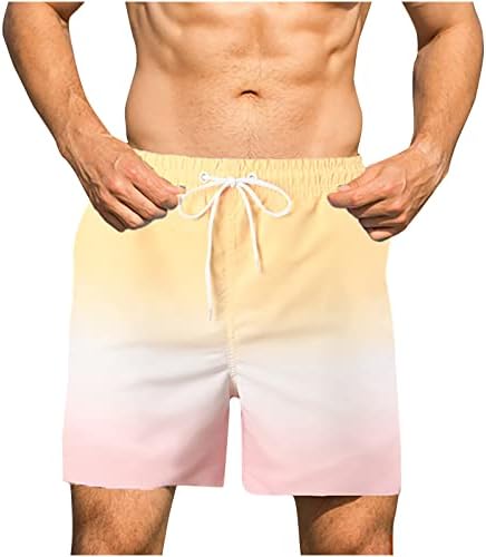 Masculino baús de natação de choques rápidos de tabuleiro seco com forro de malha acima do joelho shorts esportes gradiente de roupas de banho de banheira shorts de praia