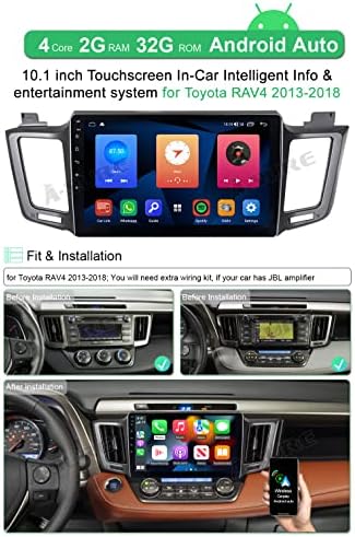 Aseure 10,1 polegadas de carro estéreo de carro GPS Unidade de navegação com amplificador DSP para Toyota RAV4 XA40 2013-2018,4