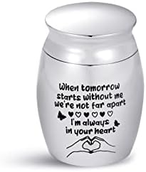 Luluaden Mini Cremation Urns for Ashes Family sempre em seu coração Memorial Memorial Token Token Não estamos muito distantes aço inoxidável 1.6