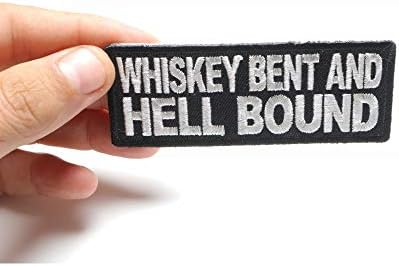 Whisky Bent e Hell Bound Patch - 4x1,5 polegadas. Ferro bordado no patch