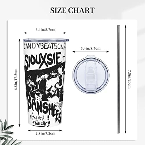 Siouxsie e a banda Banshees Band Stainless Isolleled Travel Caneca de café com tampas e palhas xícara de vácuo de parede dupla 20oz