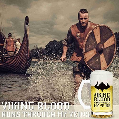 Presentes viking, presentes de mitologia nórdica para homens, copo de cerveja viking, caneca de 17 onças de cerveja, perfeita