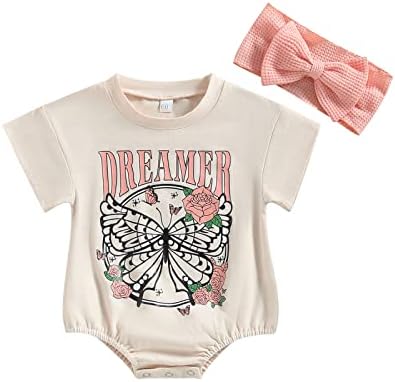 Recém -nascidos bebês menina curta manga curta Roda Butterfly Rose Print Bodysuit Summer Roupos de roupas de verão