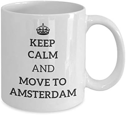 Mantenha a calma e vá para Amsterdã Copo de chá Viajante Colega de trabalho Presente Holanda Caneca de viagem Presente presente