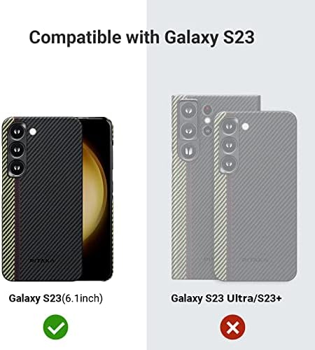 Caso Pitaka para Samsung Galaxy S23, 6,1 polegadas, compatível com magsafe, slim & leve Samsung Galaxy S23 Case, fibra de aramida 600D Made [Caso de tecelagem de fusão 3 - Overture]
