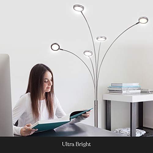 Lâmpada de piso Brightech Orion Arc para sala de estar, lâmpada de piso da árvore com 5 braços ajustáveis, lâmpada em pé com várias