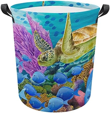 Aquarela coral recife lavanderia cesto de lavanderia cesto para lavar roupas de roupa de lavar roupa de roupas