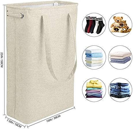Cesta de lavanderia slim dyd com alças cestas de linho dobráveis ​​para armazenamento de quarto embutido embutido