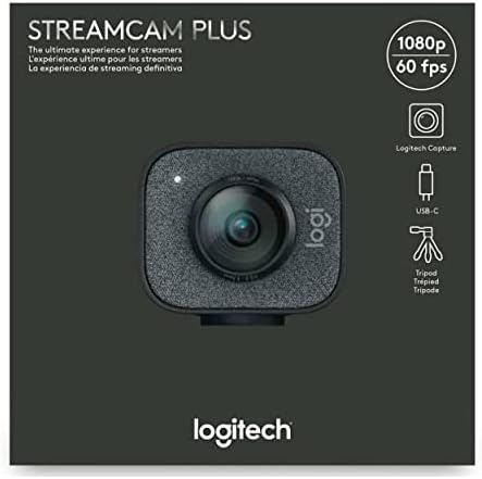 Logitech Streamcam Plus pacote de webcam com tripé, hub USB e luz de anel