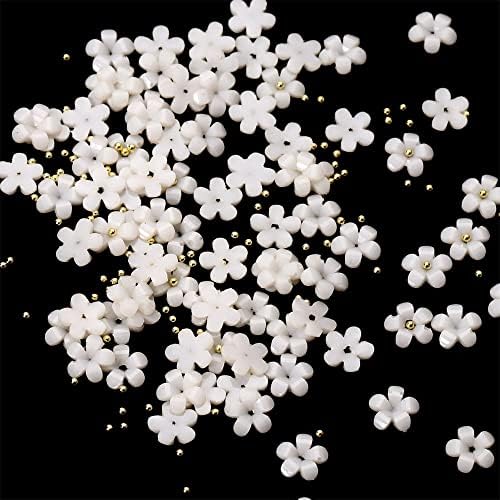 1bag 300pcs Flores de pétalas acrílicas com miçangas douradas Nails Glitter of Colors Flowers Rhinestones Gems Diy