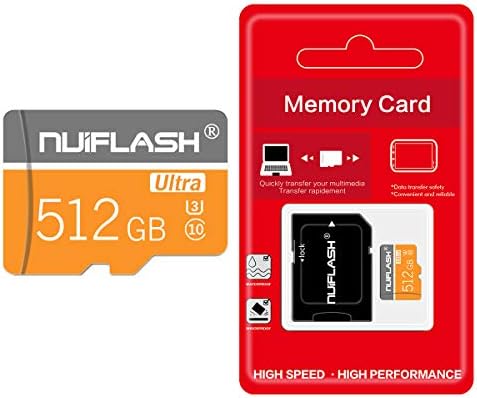 512 GB Micro SD Card com Classe de Memória Adaptador de alta velocidade 10 para smartphones, câmera, Go Pro, vigilância e drone