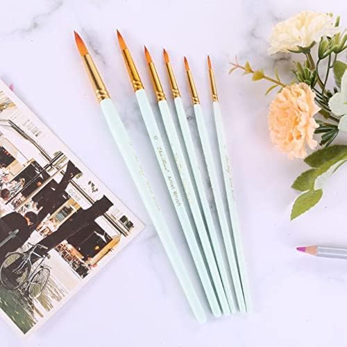 6pcs/set pico nylon pêlos aquarela guache pincel pincel pincel tip fino ferramenta artística suprimentos de arte